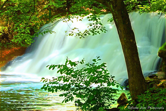 Sunlit Waterfall
